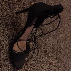 Black Lace Up High Heels